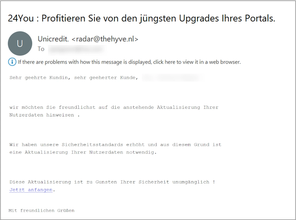 Phishing Mail 23.7.2024