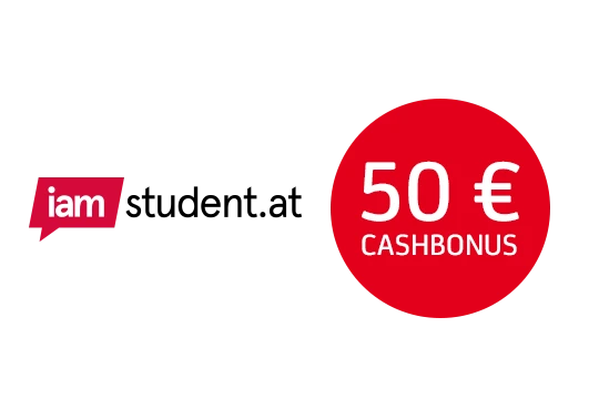 iamstudent Logo mit StÃ¶rer 50 Euro Cash Bonus