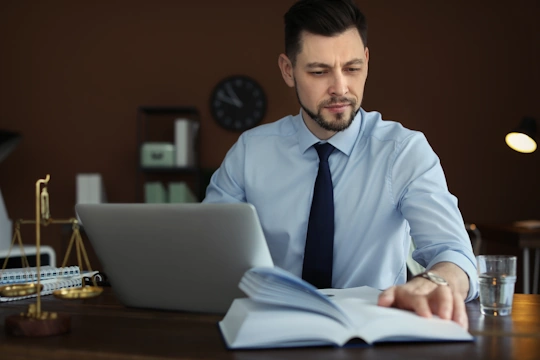 Male lawyer working in office