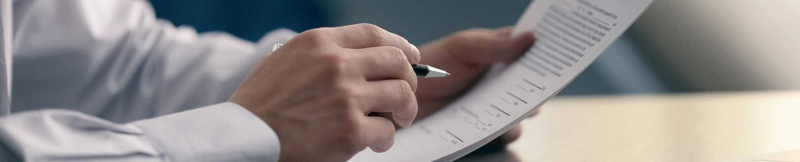 Businessman reading documents