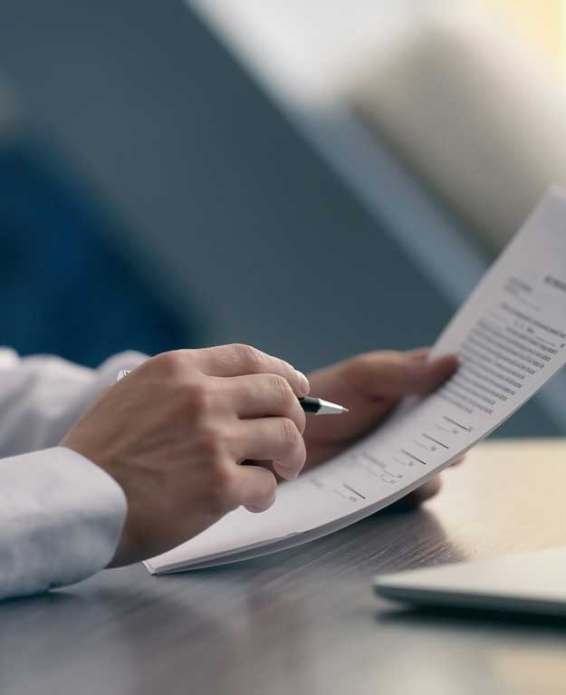 Businessman reading documents