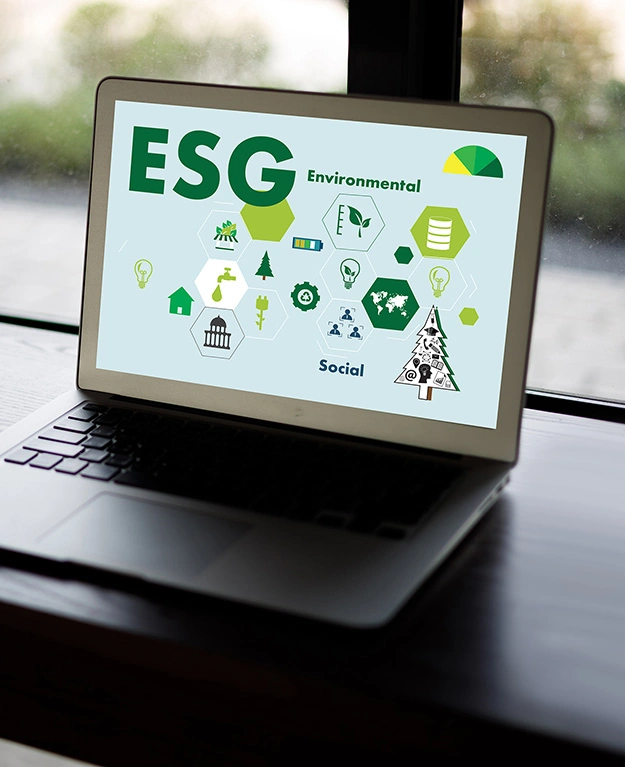 Ein Laptop auf welchem ESG steht