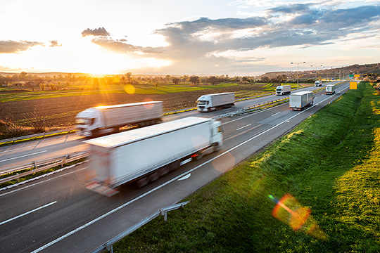 Trucks on the motorway