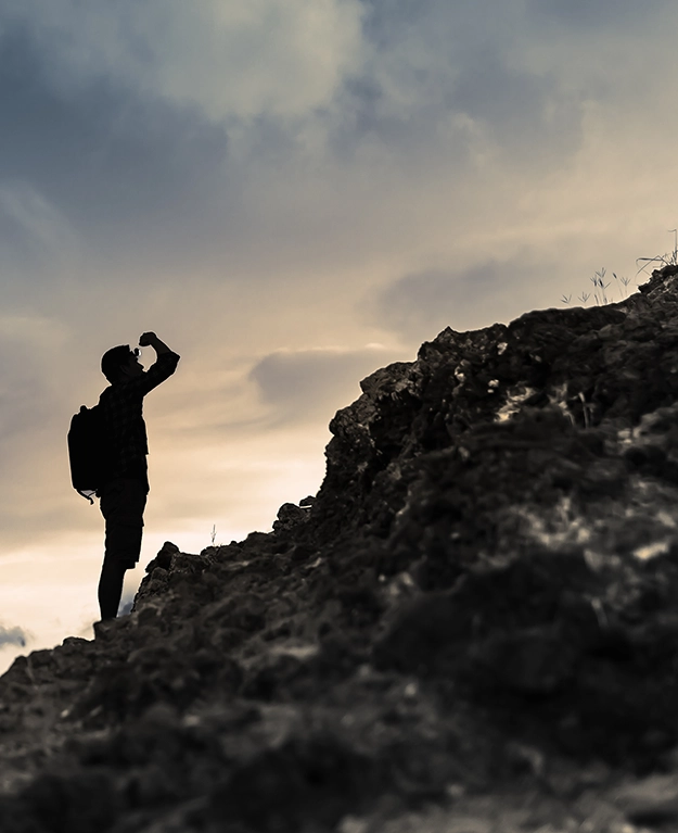  A hiker in the mountains