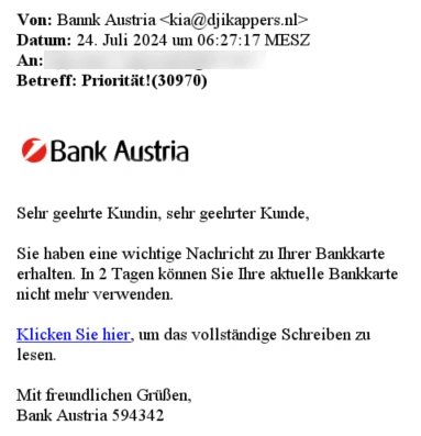 Phishing Nachricht 