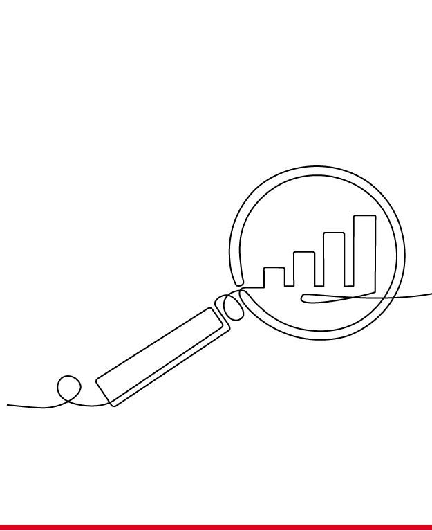 eine Grafik eines Diagramms mit Lupe