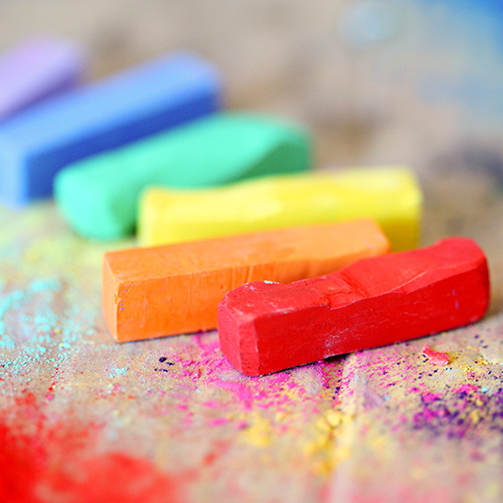 colorful chalk on a table